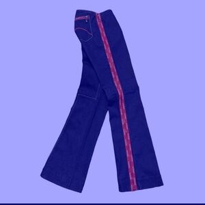 Women’s Dark Blue Flare Jeans with Red Side Stripe